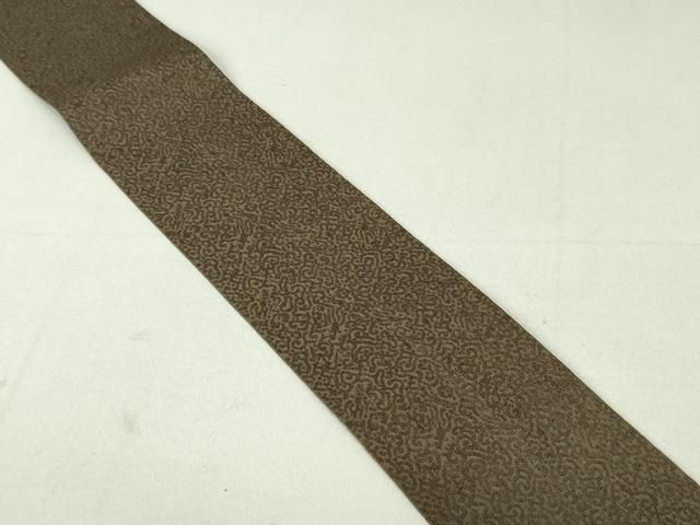 平和屋着物○本場筑前博多織 男性 角帯 唐草文 樺茶色 正絹 逸品