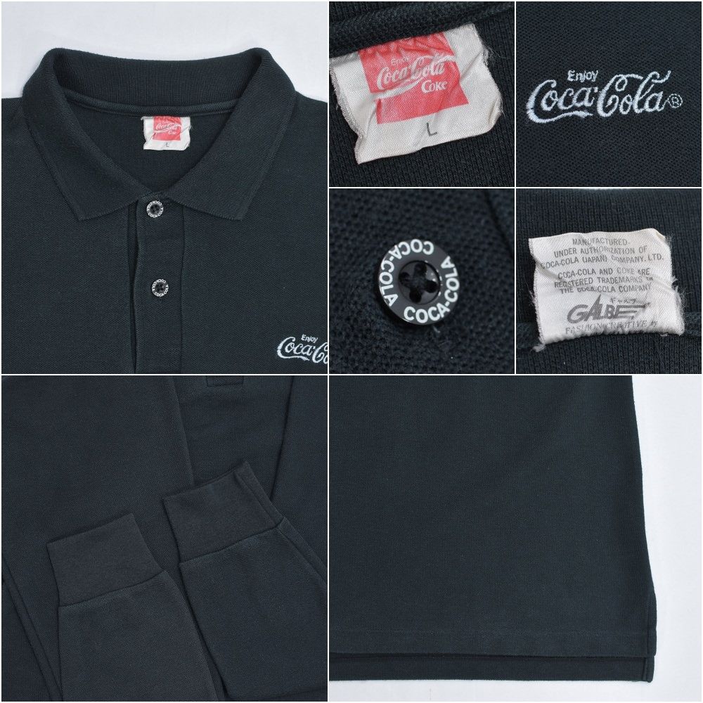90s 日本製 CocaCola コカ・コーラ ロゴ刺繍 ポロシャツ 長袖