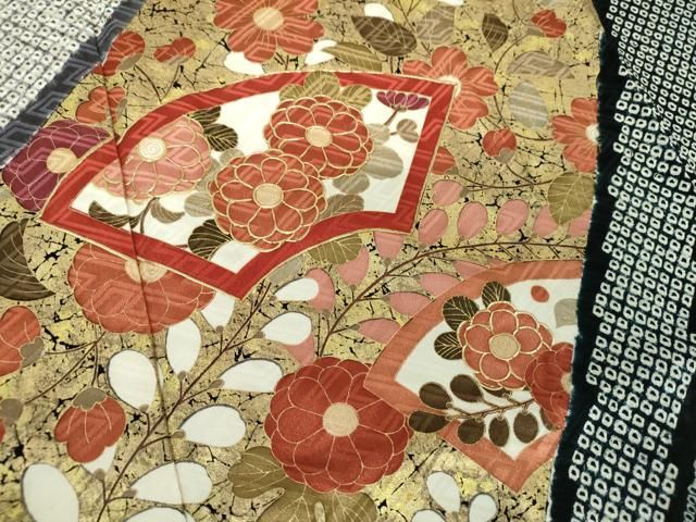 平和屋着物○豪華振袖 絞り 地紙花文 金彩 鈴乃屋扱い 正絹 逸品