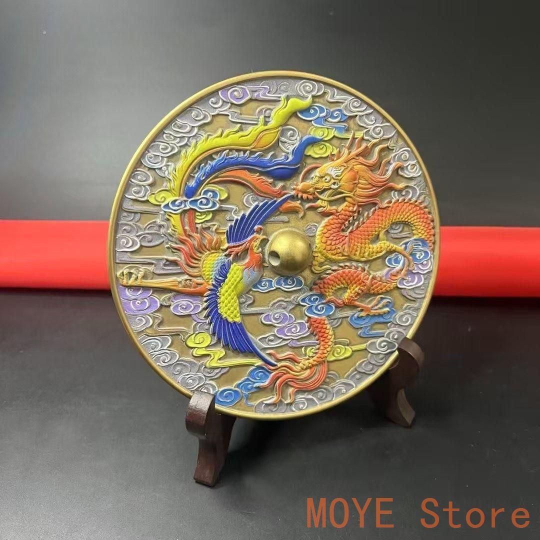 銅鏡 龍鳳鏡 家 玄関 リビング 装飾品 工芸品 置物zw0829 【公式通販】