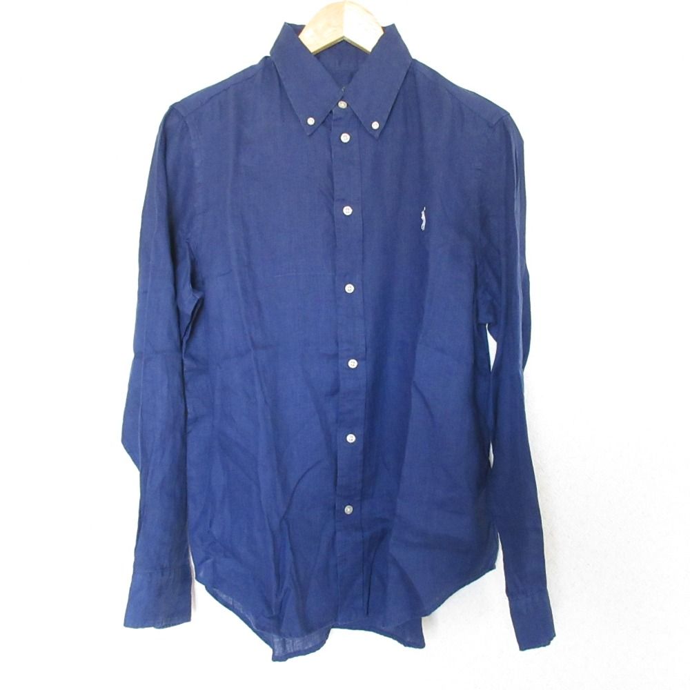 ラルフローレン リネン100% BD 長袖シャツ ネイビー