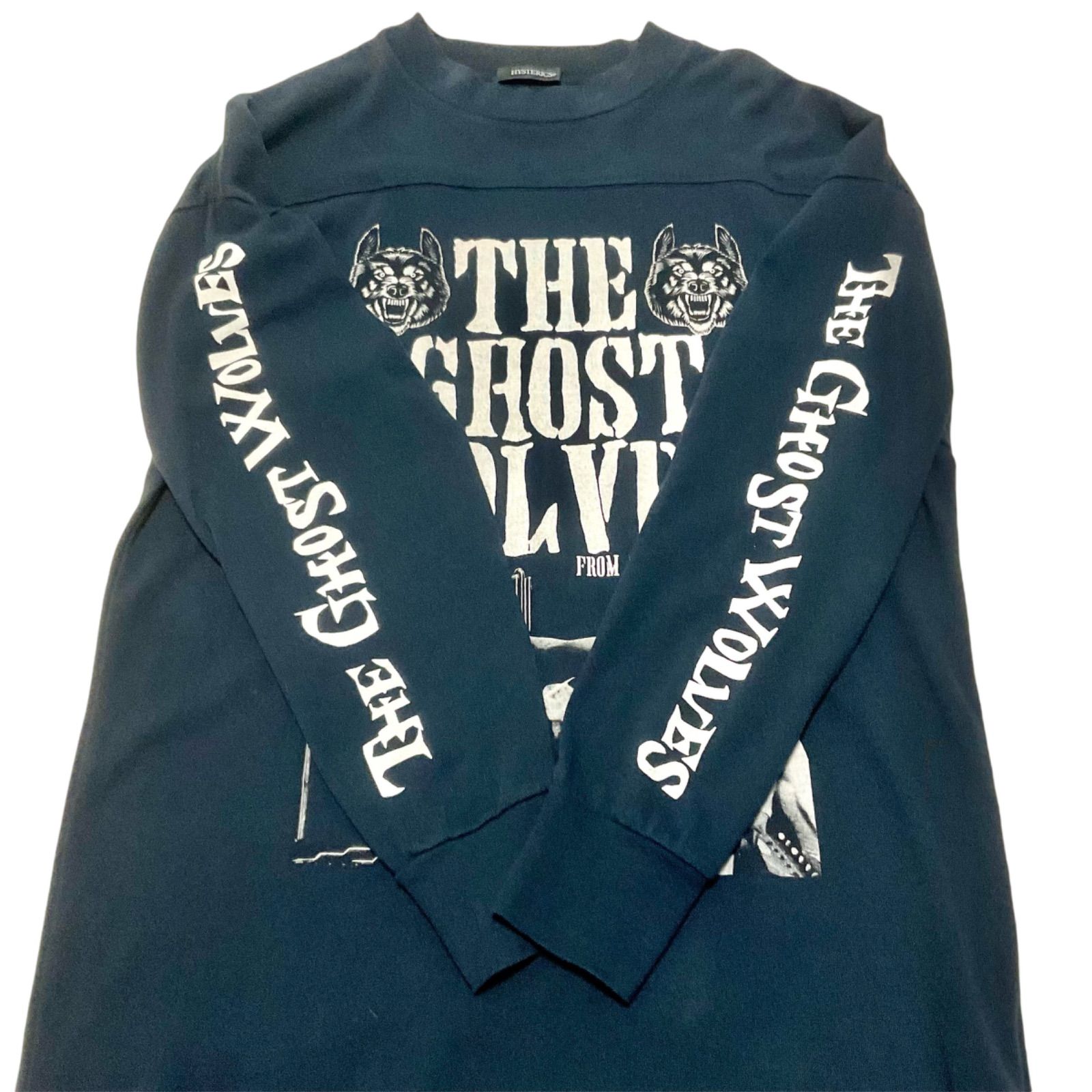 【パンクロック　コラボ品】　HYSTERIC GLAMOUR ヒステリックグラマー　HYSTERICS ヒステリックス　THE GHOST WOLVES  プリント　ワンピース　トップス　カットソー　レディース　ブラック　フリーサイズ　正規品　お値打ち