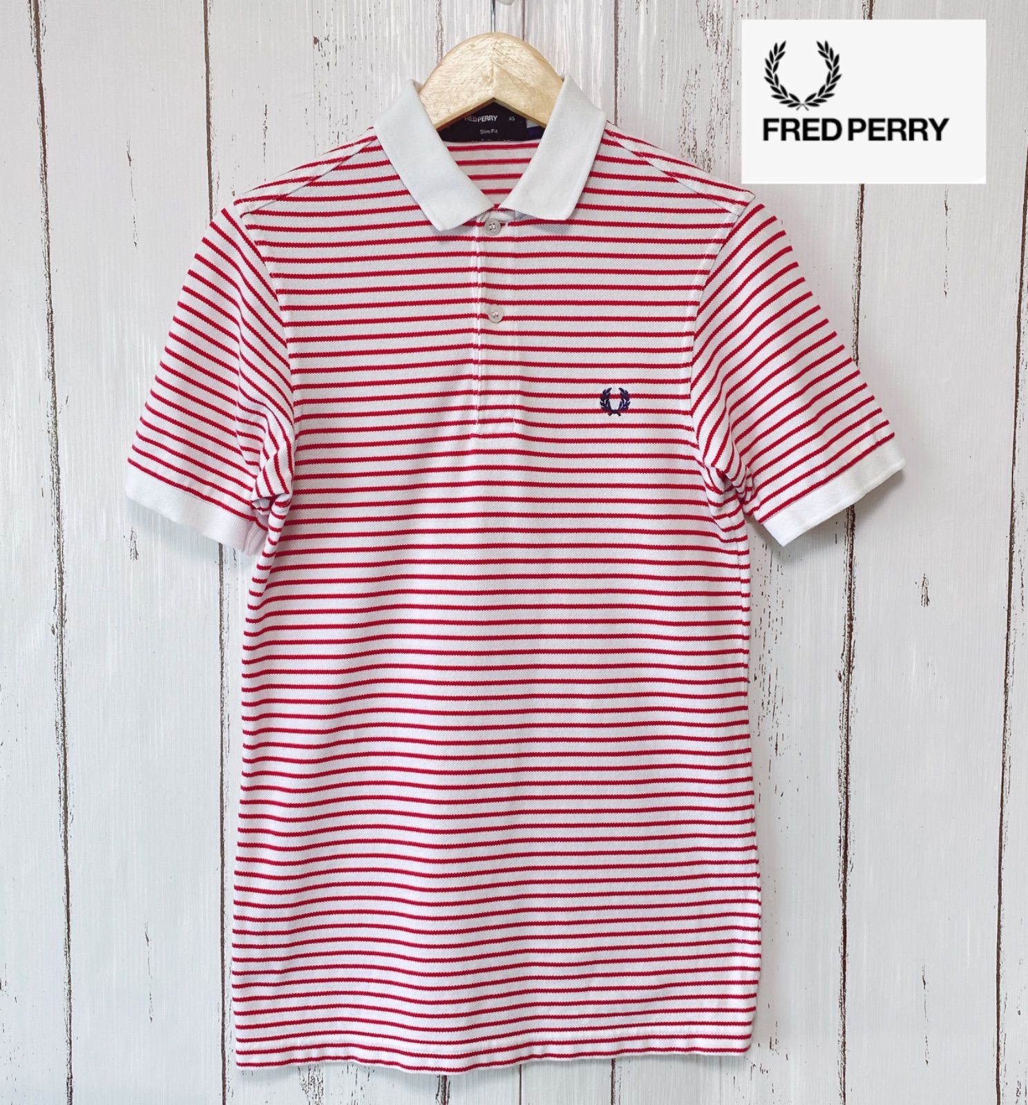 FRED PERRY ポロシャツ ボーダー スリムフィット 赤 白最新