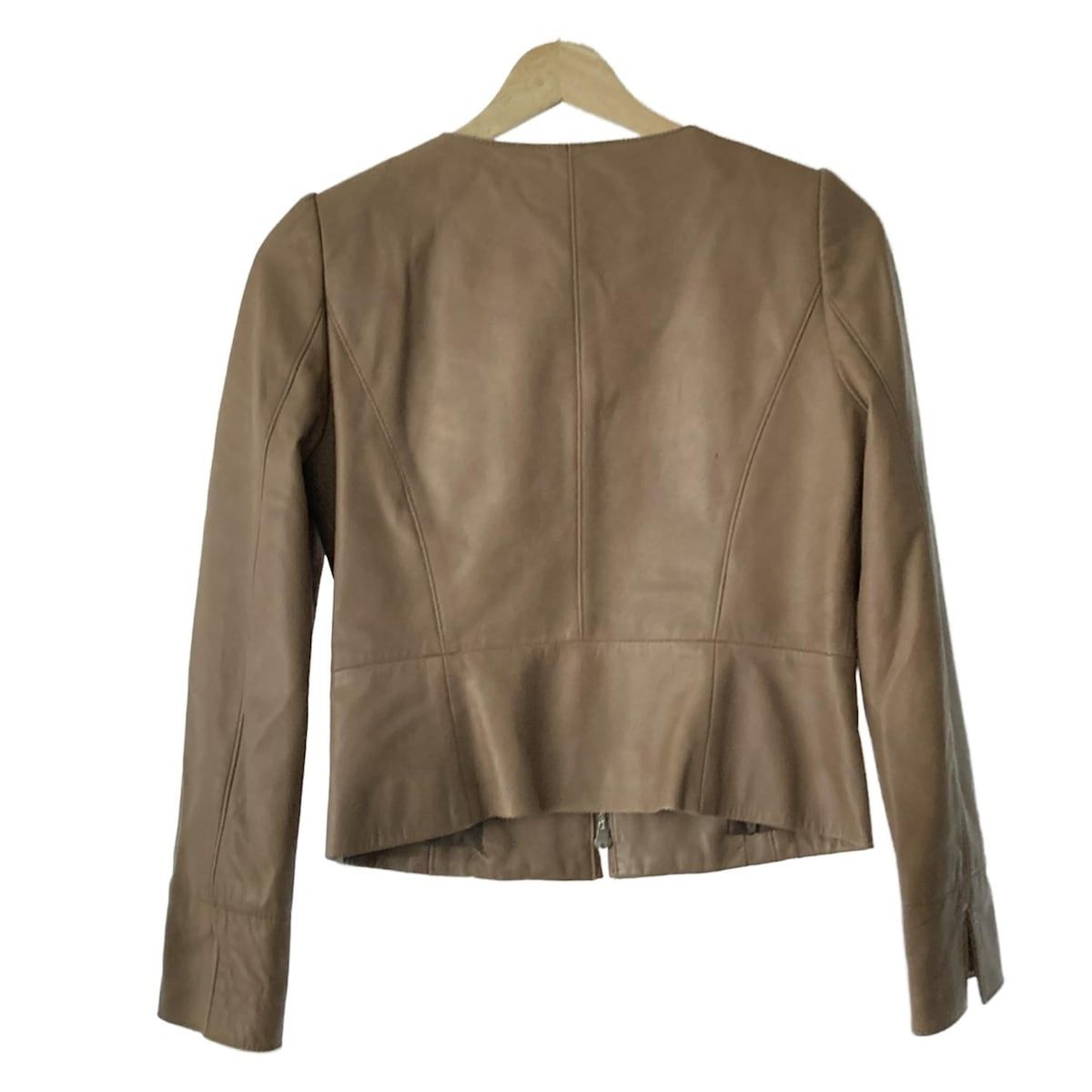 ANAYI アナイ ブルゾン サイズ36 S レディース - ブラウン 長袖 レザー フリル ジップアップ 春 秋