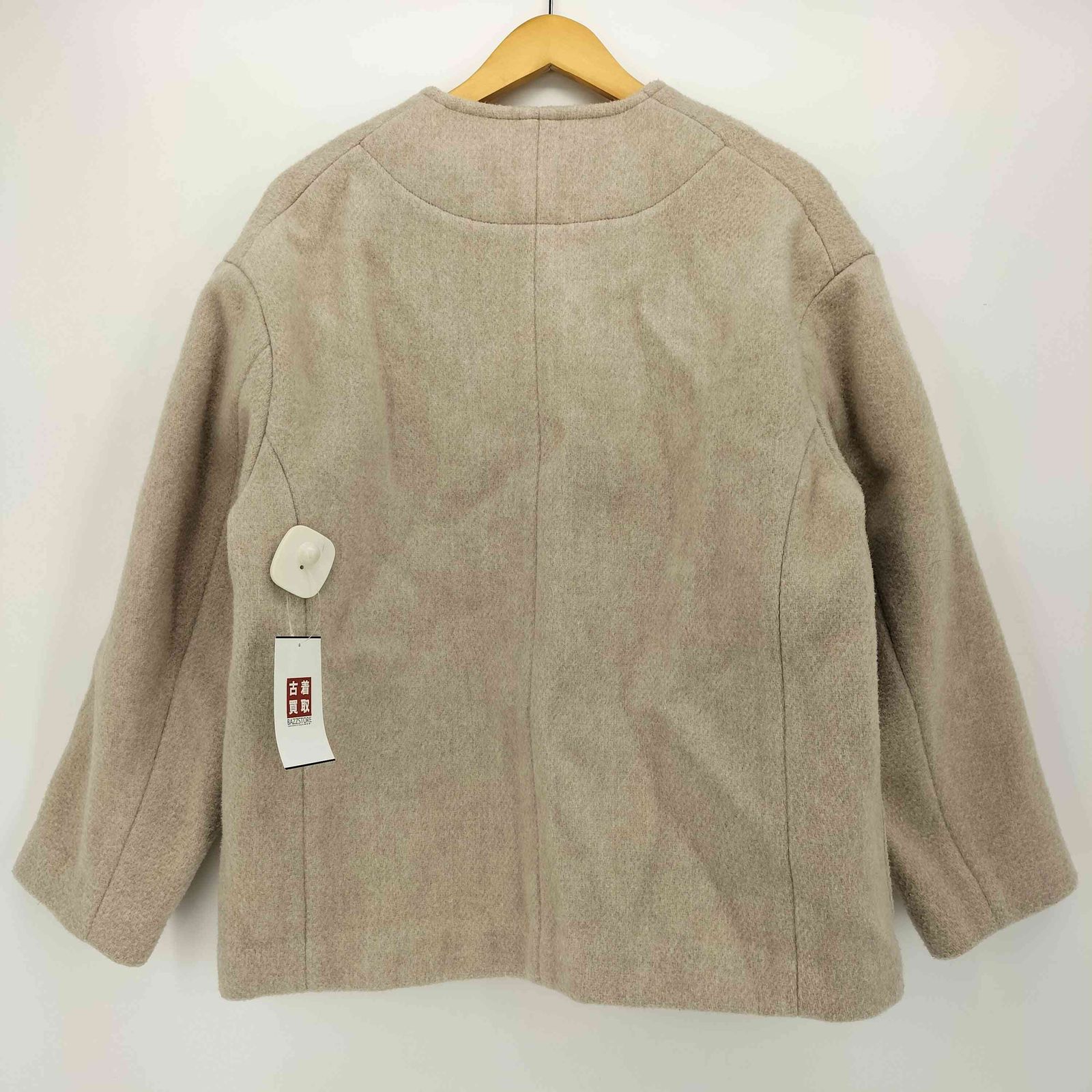 DANTON ダントン ウールモッサ ノーカラーVネックジャケット ベージュ36 ダントン DANTON ノーカラーVネックモッサージャケット