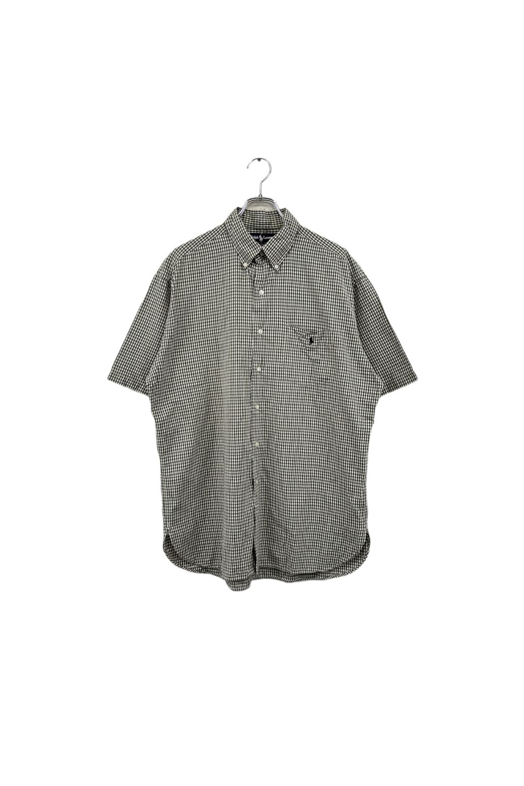 90's Ralph Lauren ラルフローレン 半袖シャツ チェック グリーン系 ボタンダウン メンズ サイズ Ｌネ 単