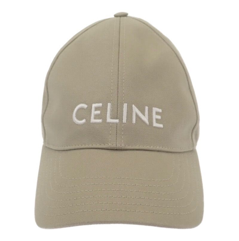 Aランク CELINE ベースボール 2AUS9228R.02BG キャップ コットン ベージュ メンズ 小物