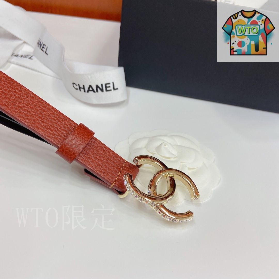 CHANEL ブラウンレザーベルト Chanel Dark Brown Leather Belt Adjustable Metal Buckle Used
