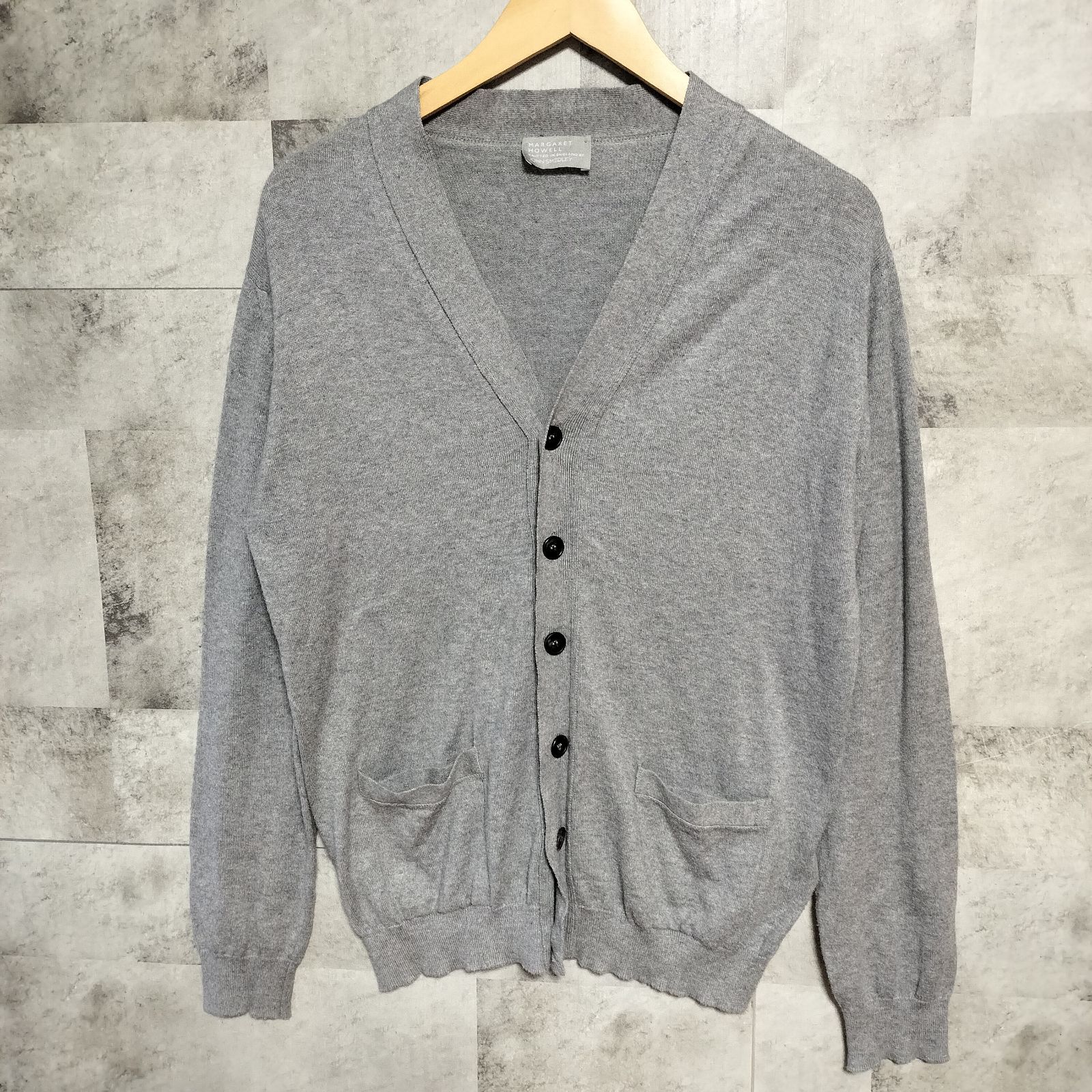 マーガレットハウエル×ジョンスメドレー ウールVネックカーディガン 極美品 マーガレットハウエル×ジョンスメドレー ウールVネック