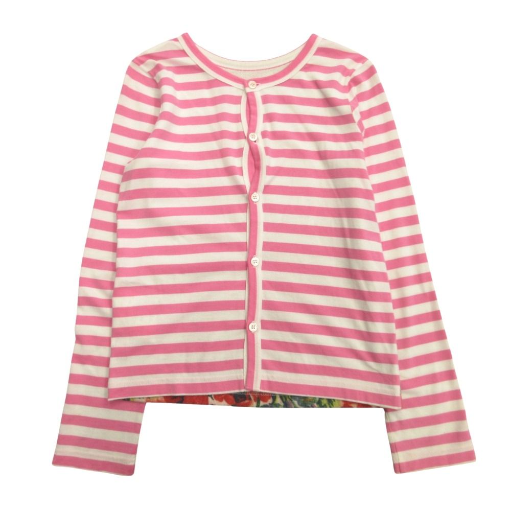 16aw COMME des GARCONS コムデギャルソン バックプリント カーディガン カットソー 花柄 ボーダー XS ピンク レディース 古着 中古 16aw COMME des GARCONS コムデギャルソン バックプリント