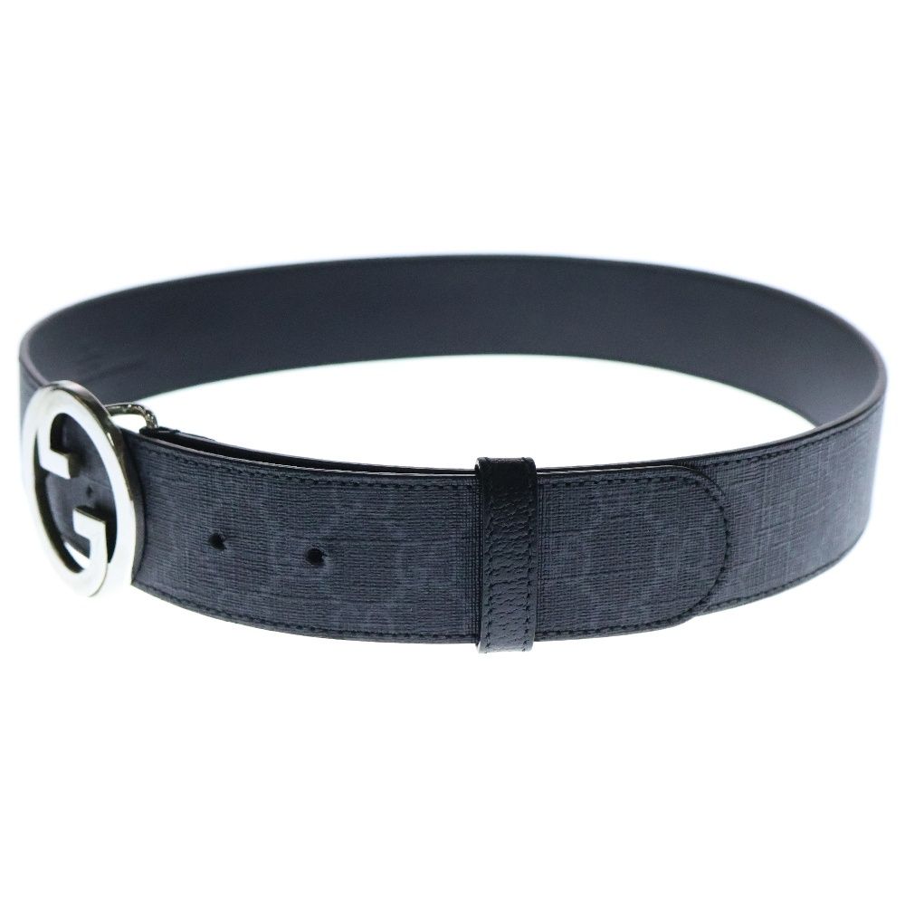 GUCCI グッチ GGスプリームキャンバス インターロッキングGバックル レザーベルト ブラック 703147