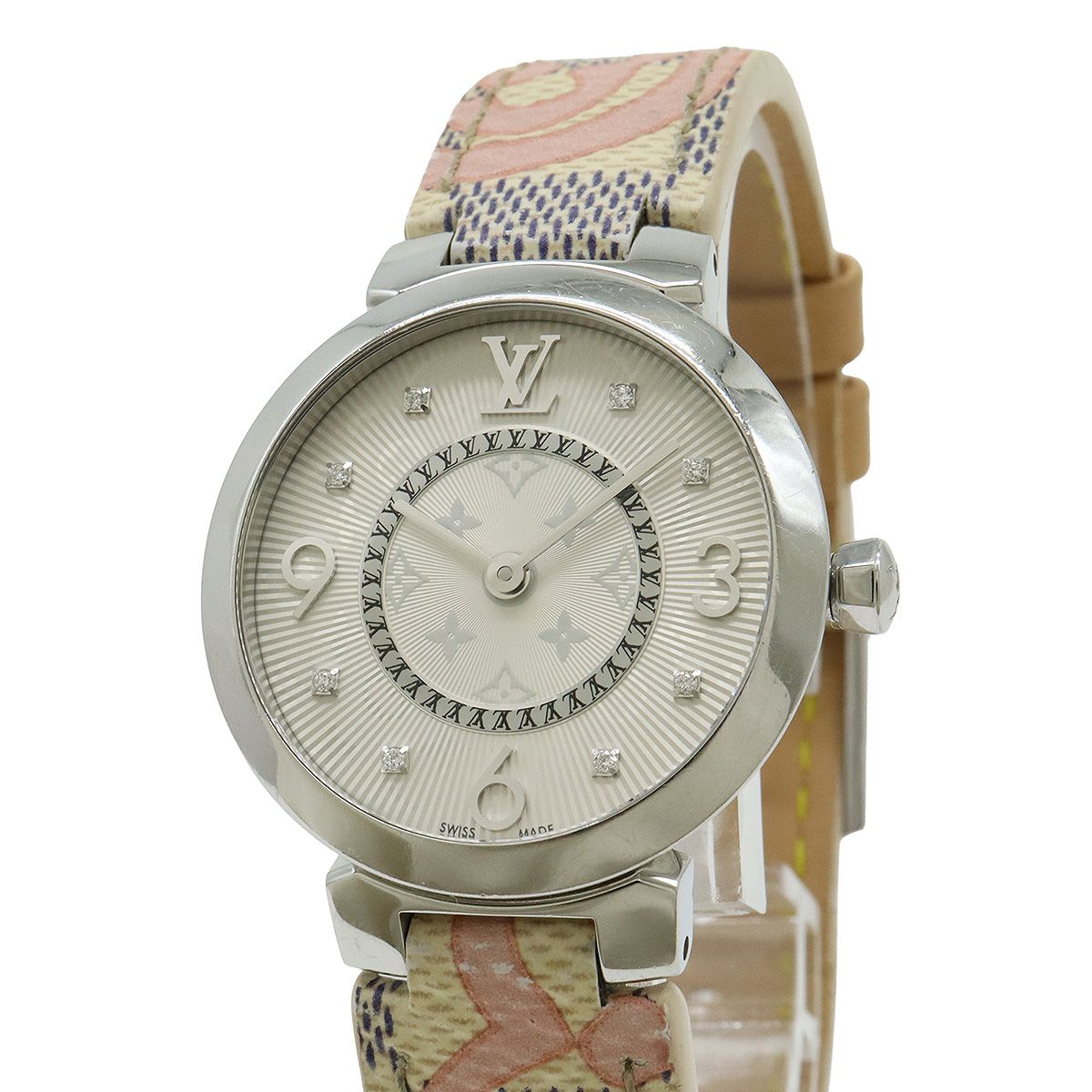 LOUIS VUITTON ルイ ヴィトン タンブールスリム モノグラム シルバー  