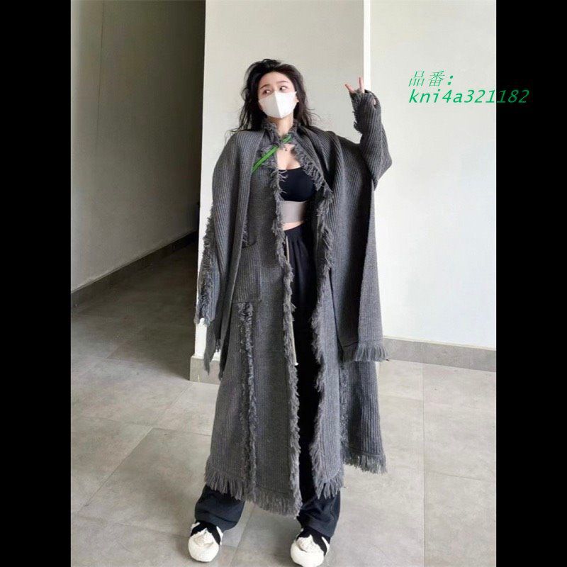 ニットロングカーディガン韓国ファッ kni4a321182