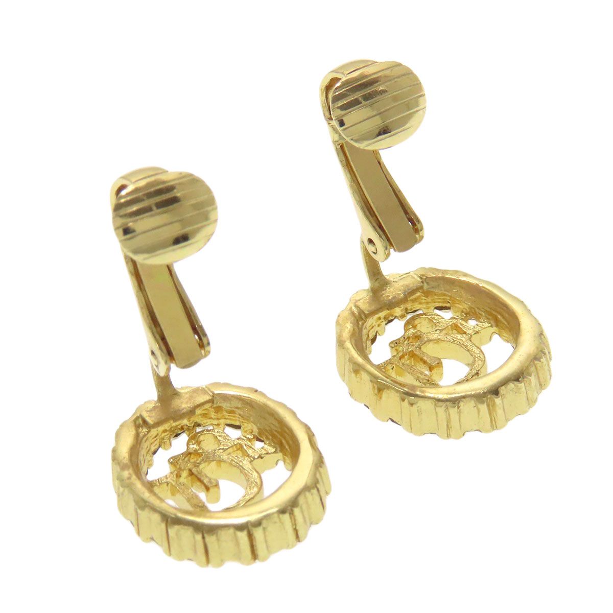 ディオール Dior イヤリング ハートロゴ ラインストーン ゴールド