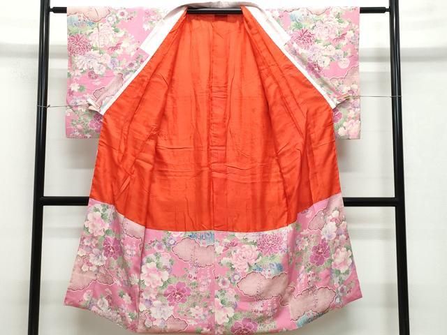 平和屋着物○アンティーク 大正ロマン 長襦袢 袷 花籠文 正絹 逸品