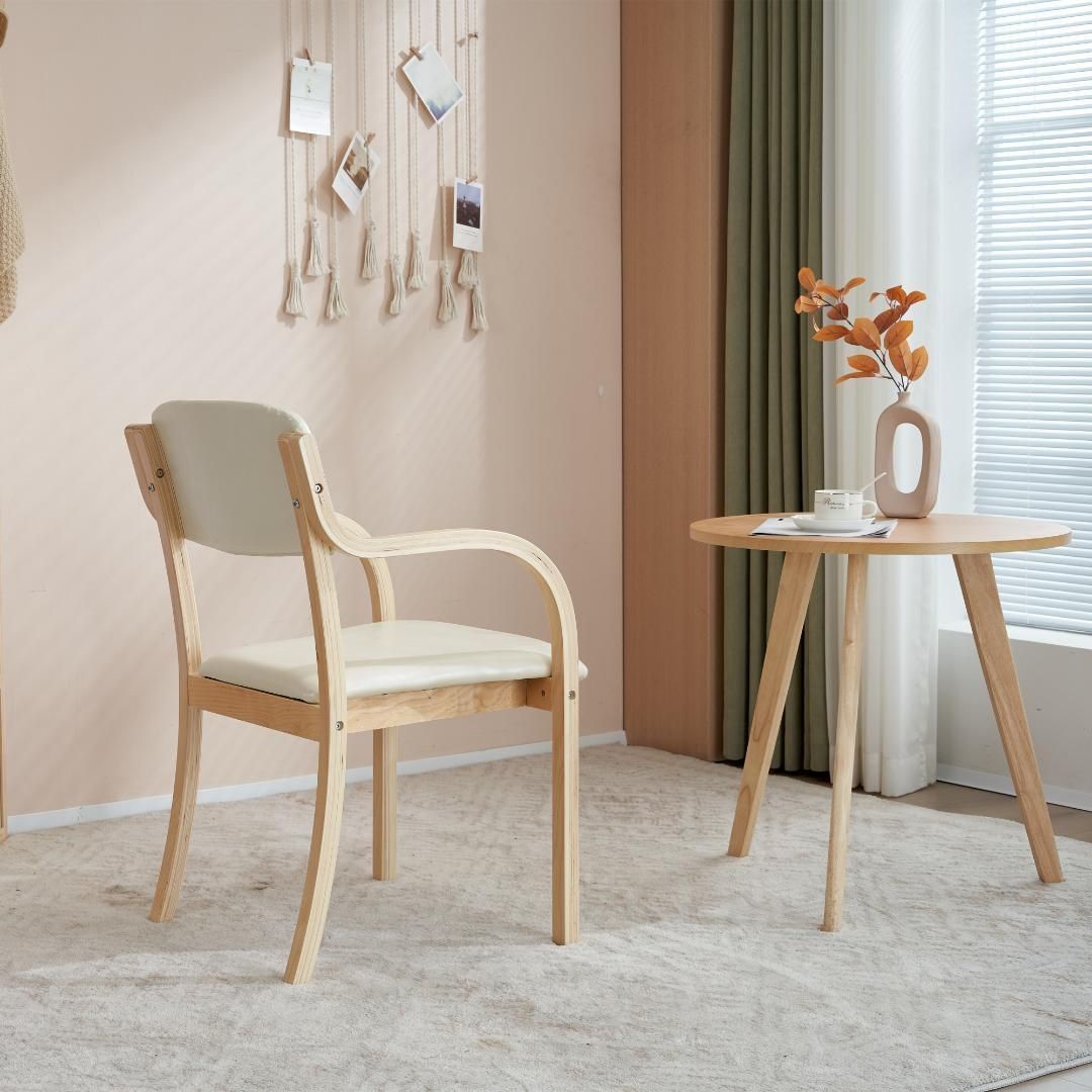 折りたたみチェア 2脚 ベージュ ベージュ 2脚ダイニングチェア PU 木製 介護チェア イス 折りたたみチェア