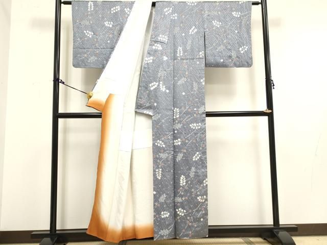 平和屋着物＊夏物 紗紬 枝葉文 正絹 逸品 AABA2798jd