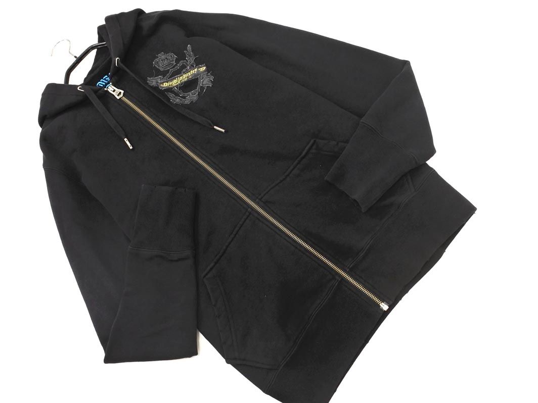 DIESEL ディーゼル 裏起毛 ジップアップ パーカー sizeS/黒  メンズ