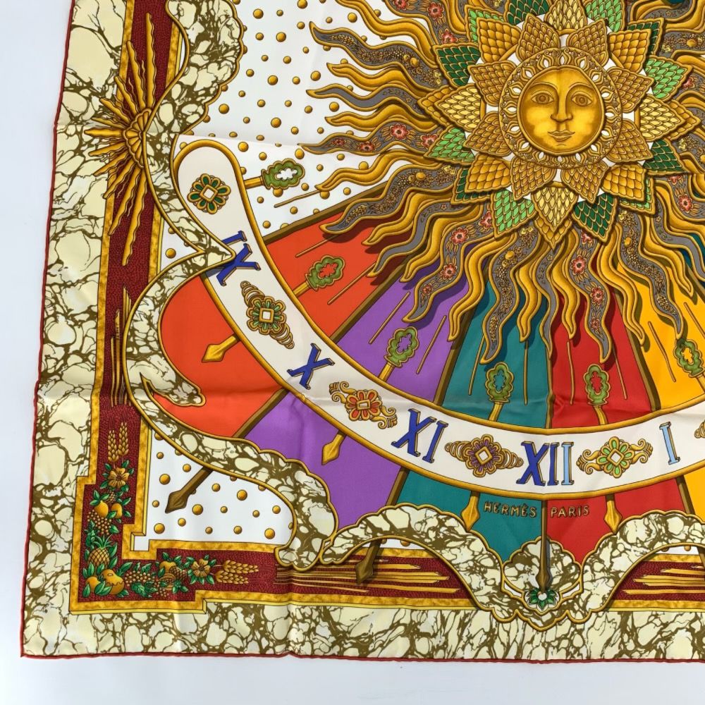 (即決価格)エルメス　カレ90　スカーフ　太陽 CARPE DIEM HERMES エルメス カレ90 CARPE DIEM 今日一日を楽しむ スカーフ 太陽