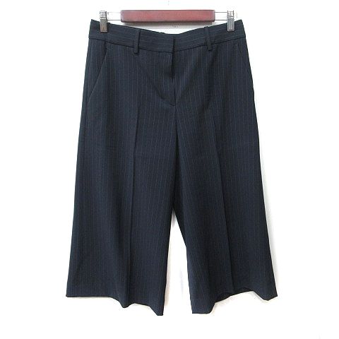 セオリー Theory ガウチョパンツ ストライプ 2 M 紺 ネイビー