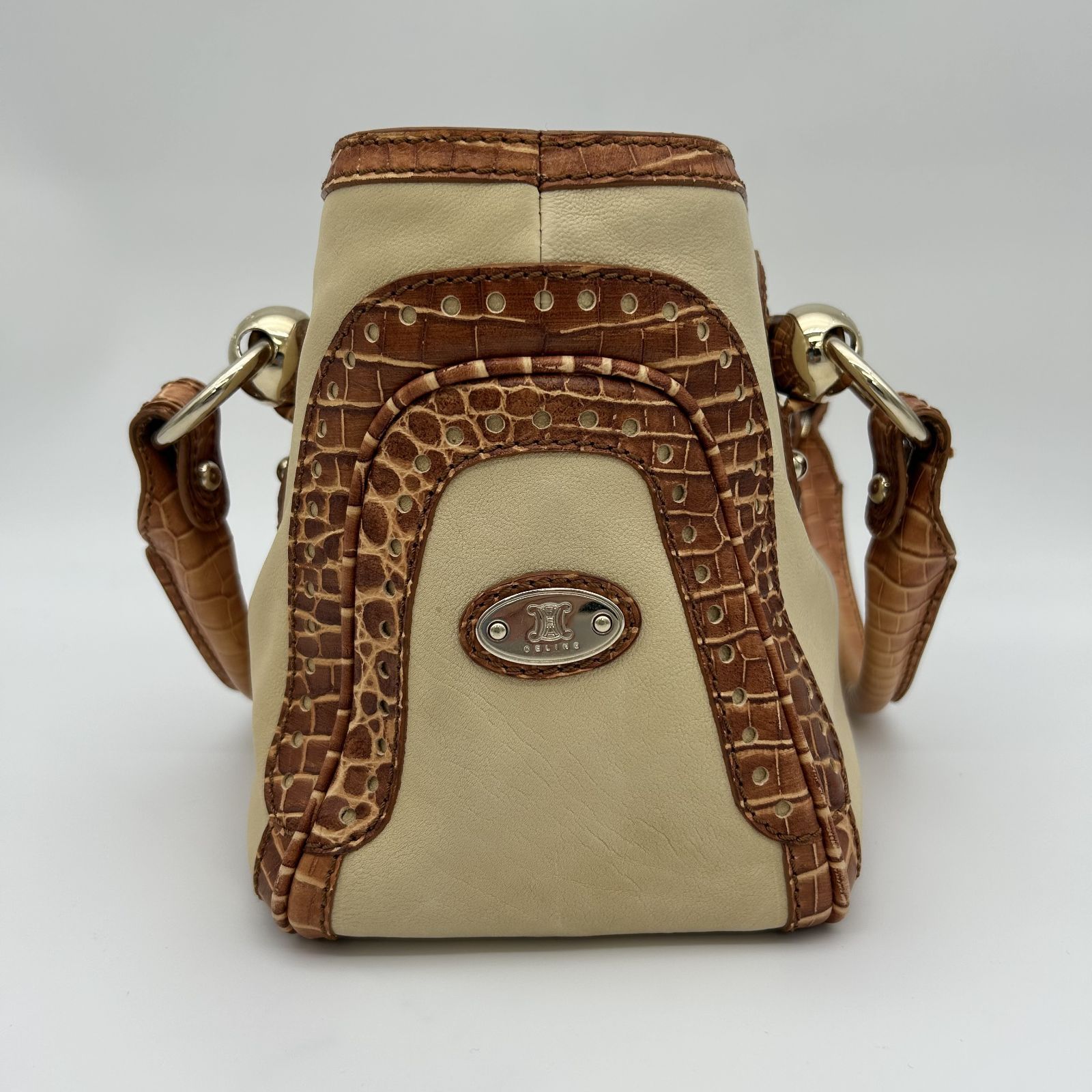 【美品】CELINE セリーヌ　ブギーバッグ　ハンドバッグ　クロコ　ブラウン CELINE セリーヌ バッグ レディース ブランド ハンドバッグ
