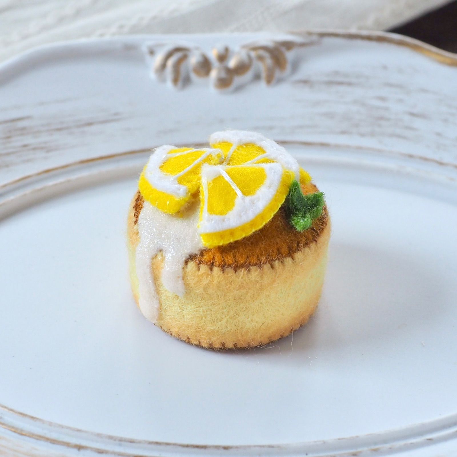 レモンのシフォンケーキ フェルトケーキ フェルトおもちゃ