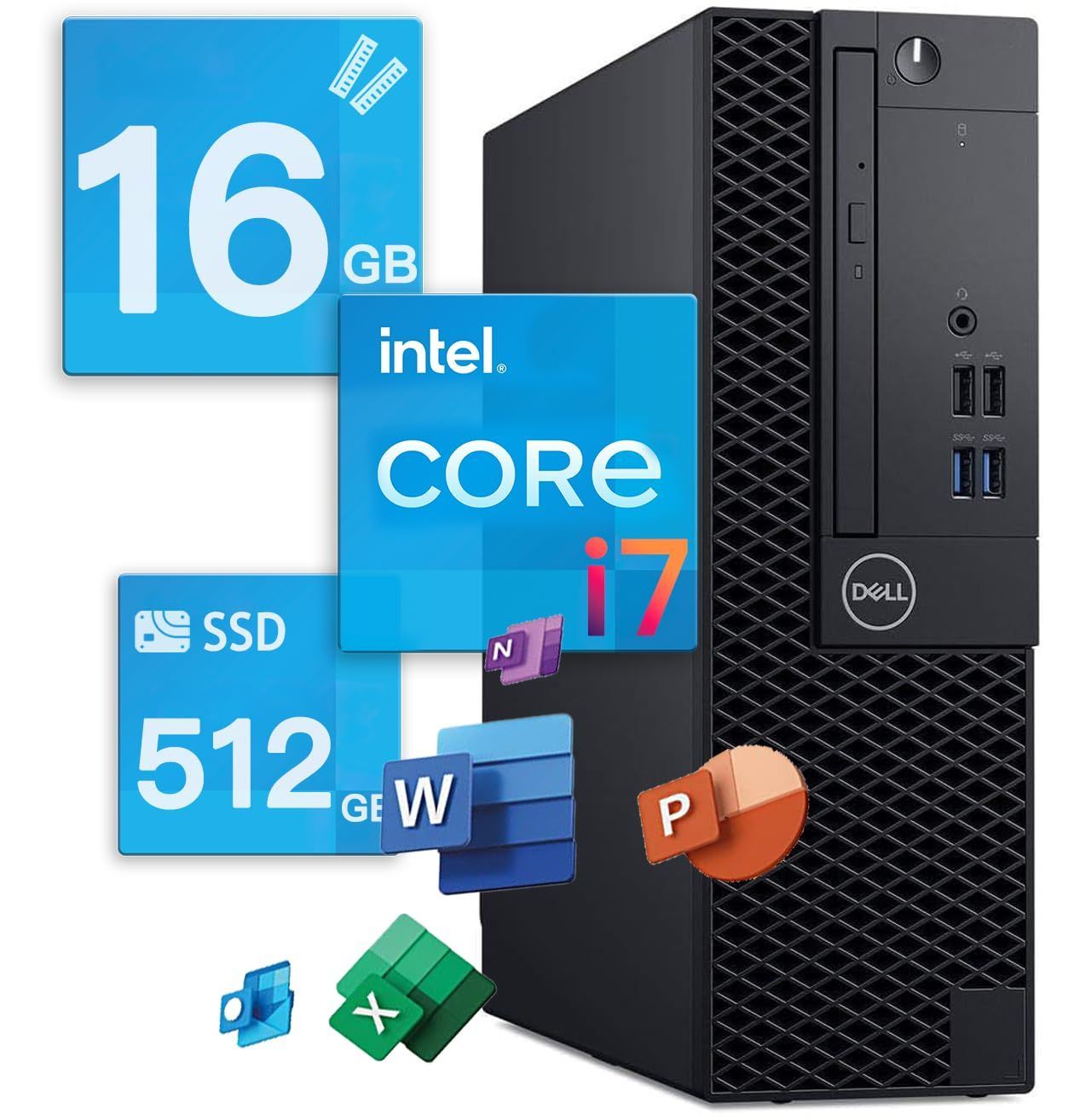 【特価商品】i7 デスクトップPC、OptiPlex 36SFFF MS Office Core 219Homeu0026Business Windows 11 Prointel karamel整備済み品デル 8th i7、メモリ16GB、高速SSD:512GB 高性
