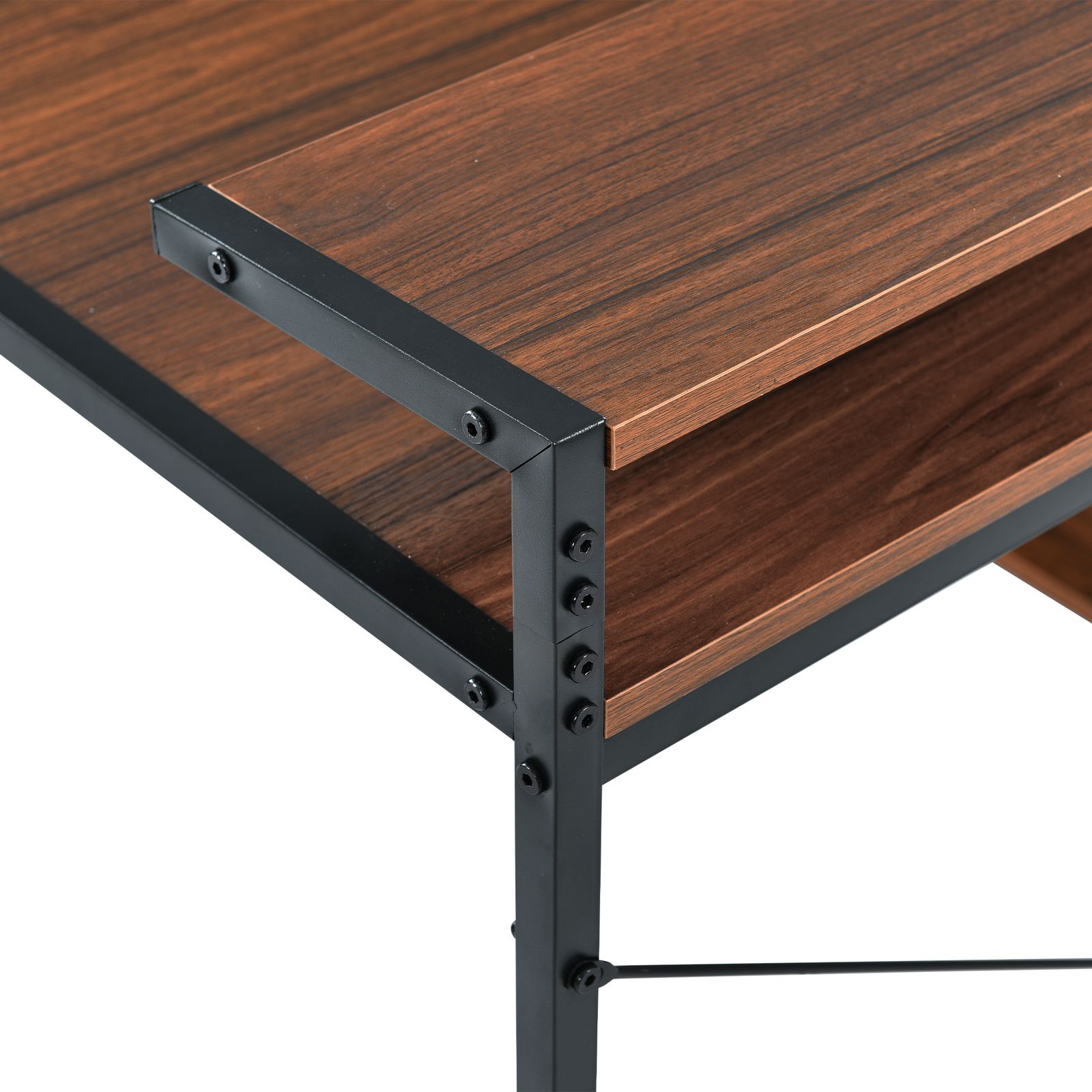 人気商品改良タイプ】【ブラウン】パソコンデスク L字 120cm 3段ラック