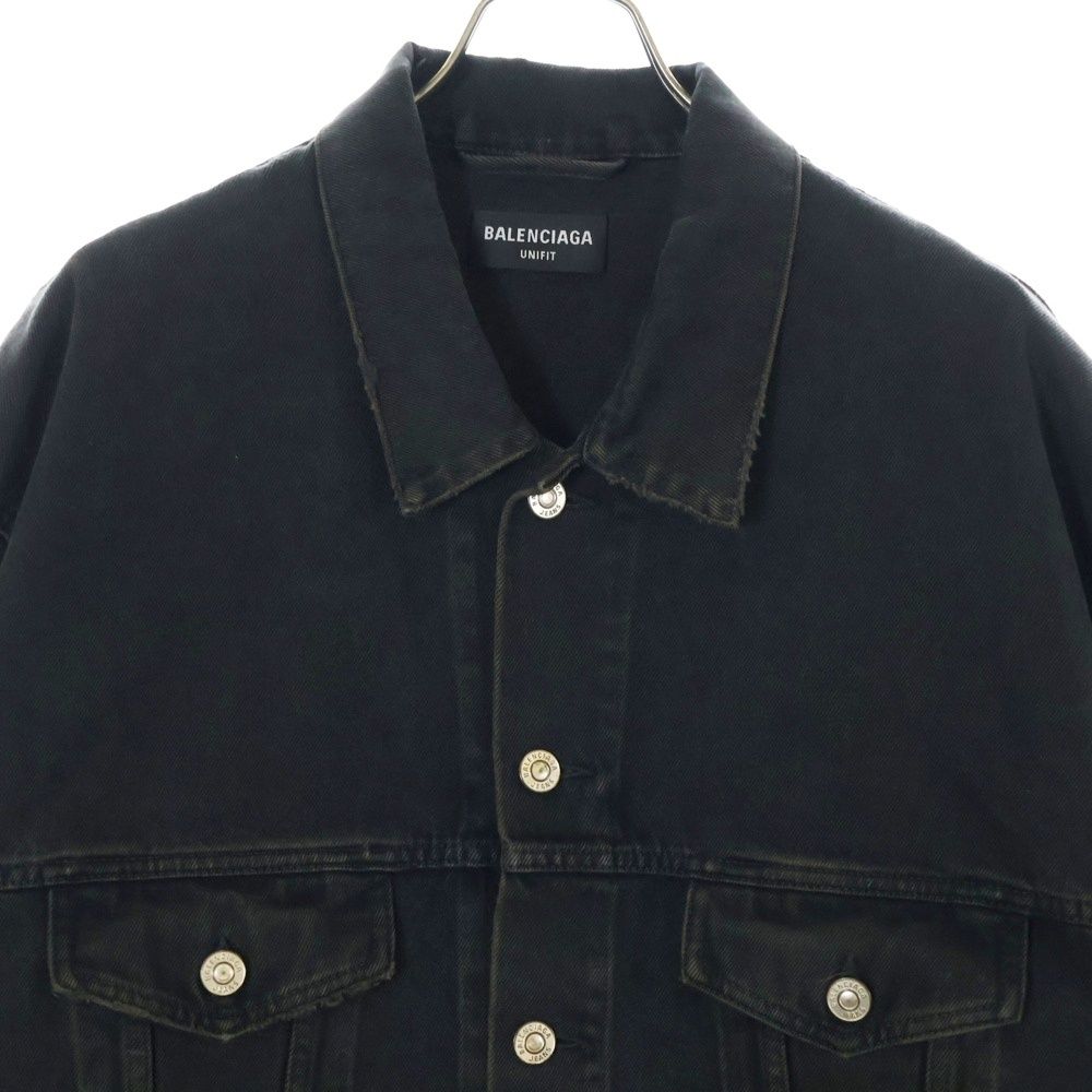 BALENCIAGA ダメージ加工 ブラック 長袖カットソー BALENCIAGA (バレンシアガ) 22SS Spray Paint BB Logo Denim