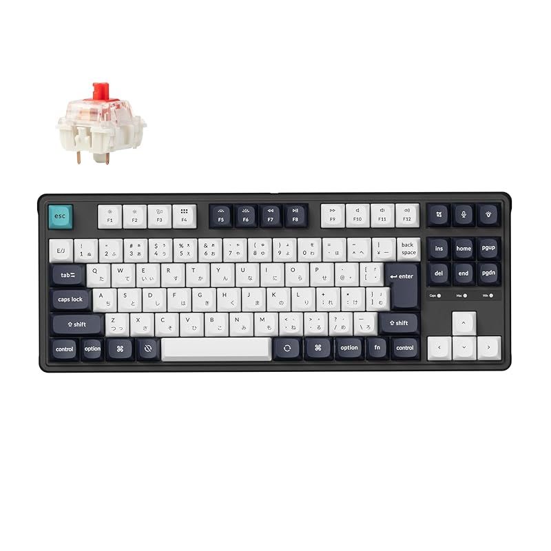 正規品 Keychron C3 Pro カスタムゲーミングキーボード コンパクトテンキーレスレイアウト|JISレイアウト|赤色LEDバックライト|有線接続メカニカルキーボード|ガスケットマウント|ダブルショットPBTキーキャップ|Mac Window 0