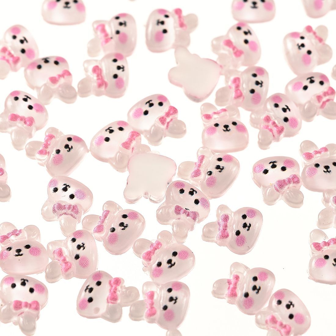 デコパーツ うさぎ リボン 7mm 250個 動物 顔 3D アニマル ネイル