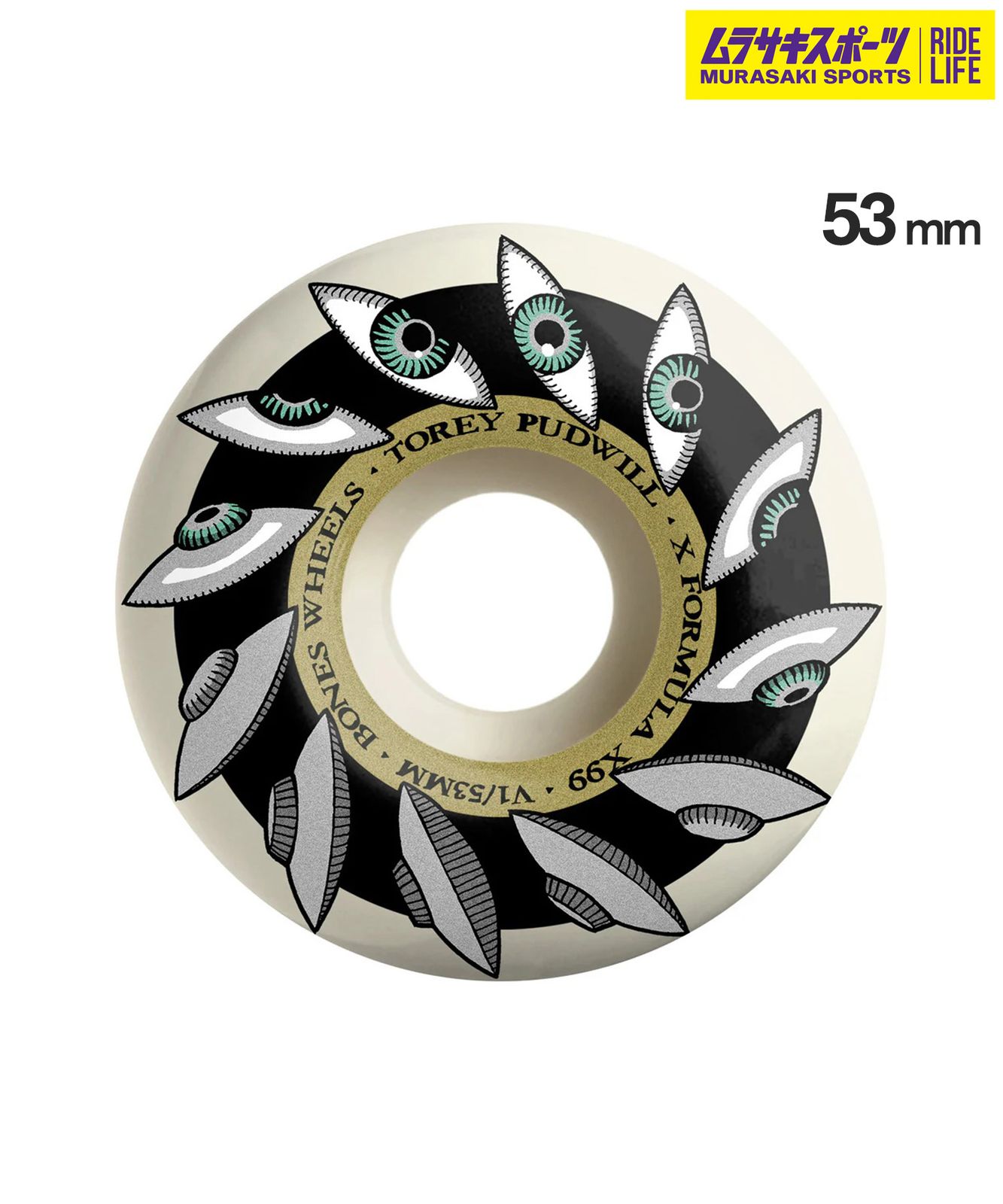 ムラスポ公式 BONES WHEELS ボーンズ ウィール スケートボード ウィール X-FORMULA PUDWILL EYEING SAUCER V1 99A 53mm ムラサキスポーツ