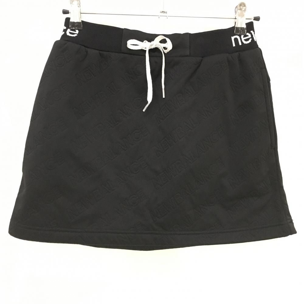 美品】ニューバランスゴルフ スカート 黒 ロゴ地模様 裏起毛