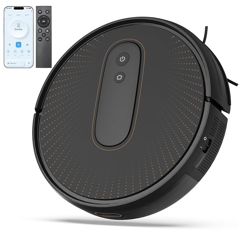 ロボット掃除機 2800Pa 強力吸引 お掃除クリーナー 音量調節 静音 120分間 WiFi App対応 リモコン遠隔操作 Alexa対応 自動充電 落下防止 衝突センサー 自動掃除機 AIRROBO ブラック-パターン2