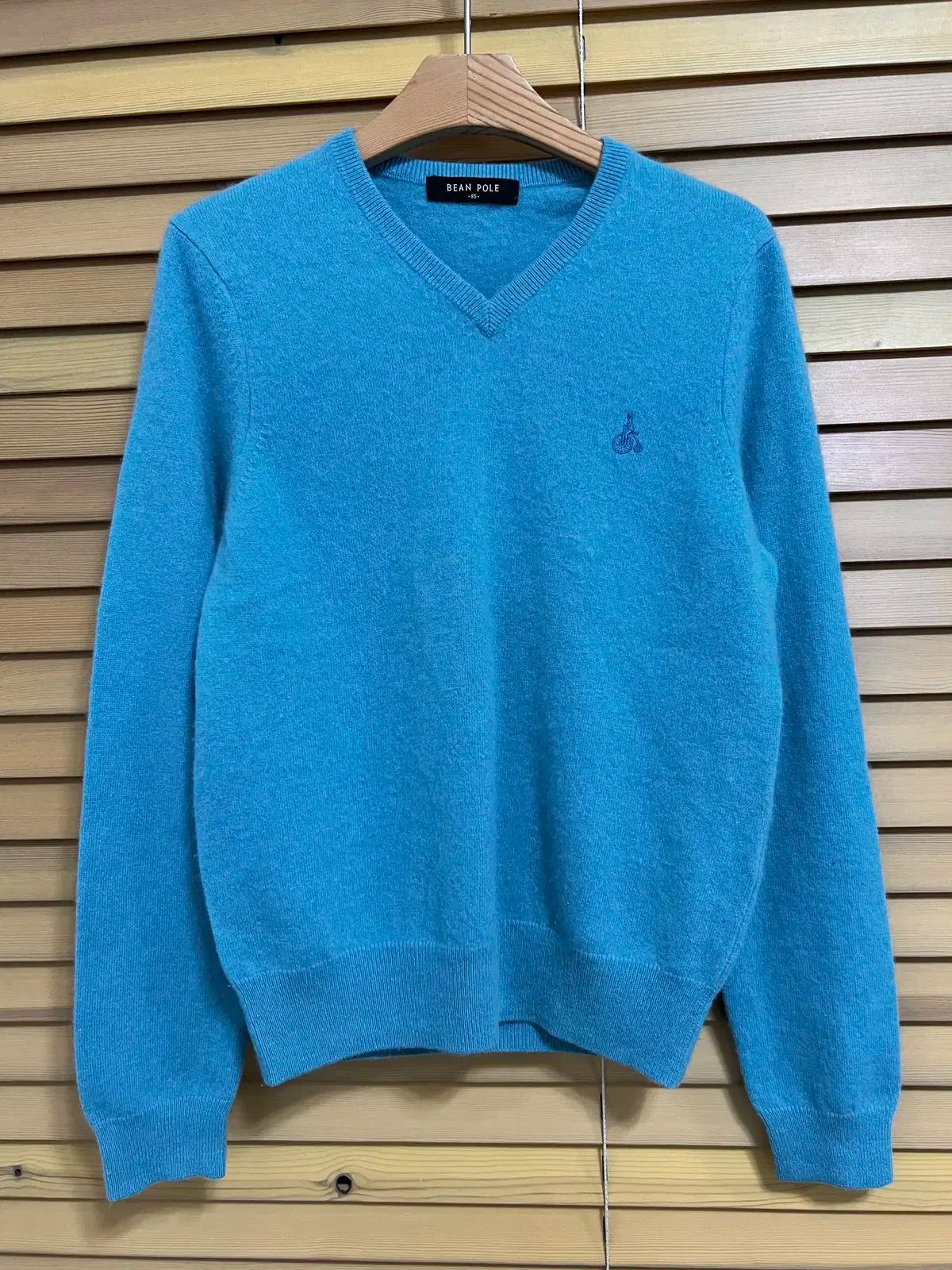 BEAN POLE ビーンポール レディース 青 カシミヤ 100 Vネックニット 85