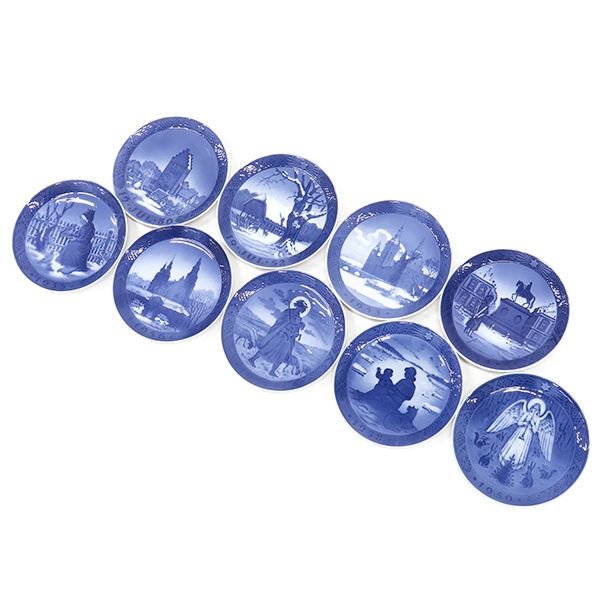 ロイヤルコペンハーゲン ROYAL COPENHAGEN 食器 イヤープレート 1950年代 9枚セット 陶磁器 ブルー×ホワイト ヴィンテージ 飾り皿 飾り皿 絵皿 1950 1952~1959