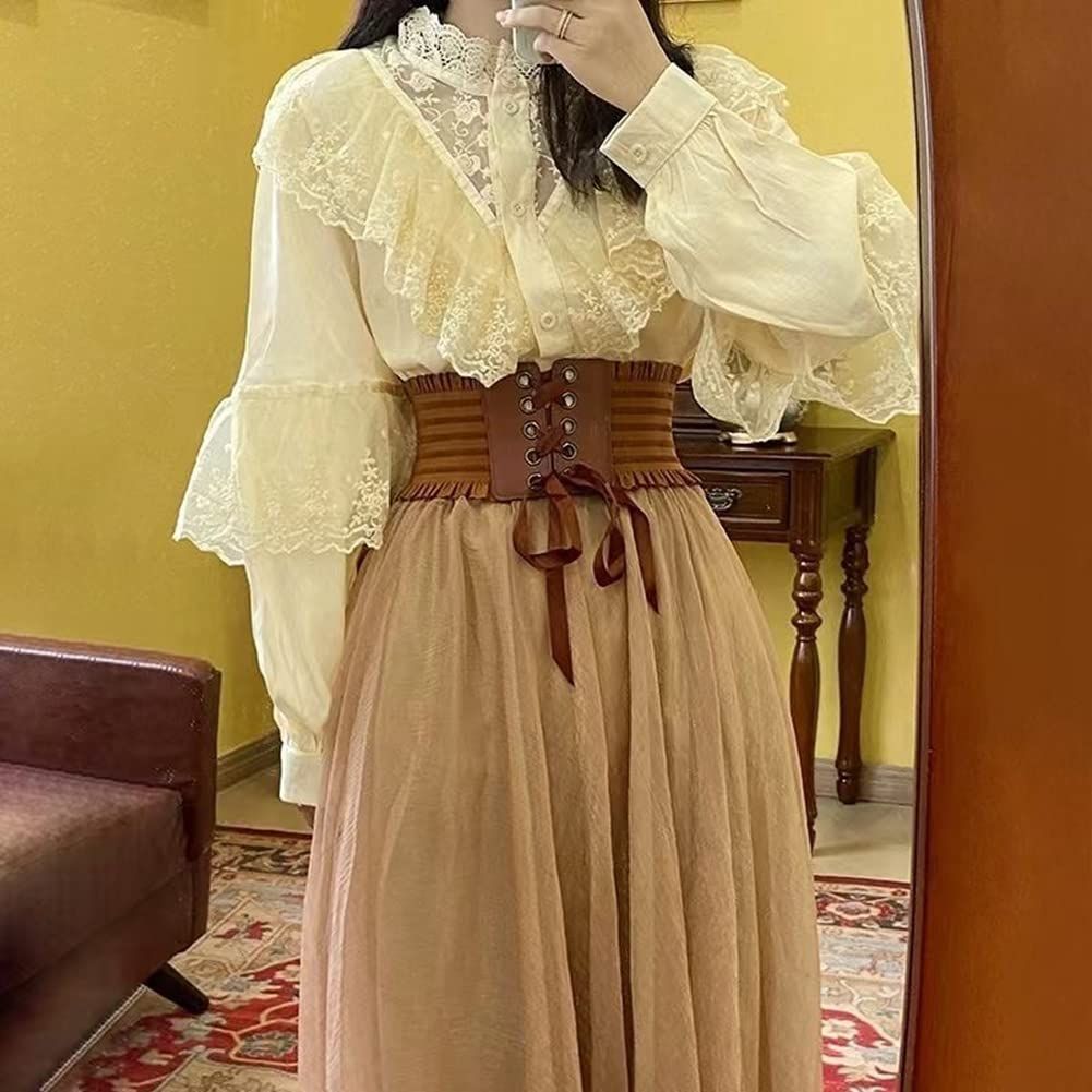 リボン ワイドベルト ゴム レザー レースアップ フェイクレザー レディース 太ベルト ゴムベルト ベルト 太 コルセット 伸びる サッシュベルト フリル付き スナップボタン付き インソミラ カジュアル InSomila おしゃれ