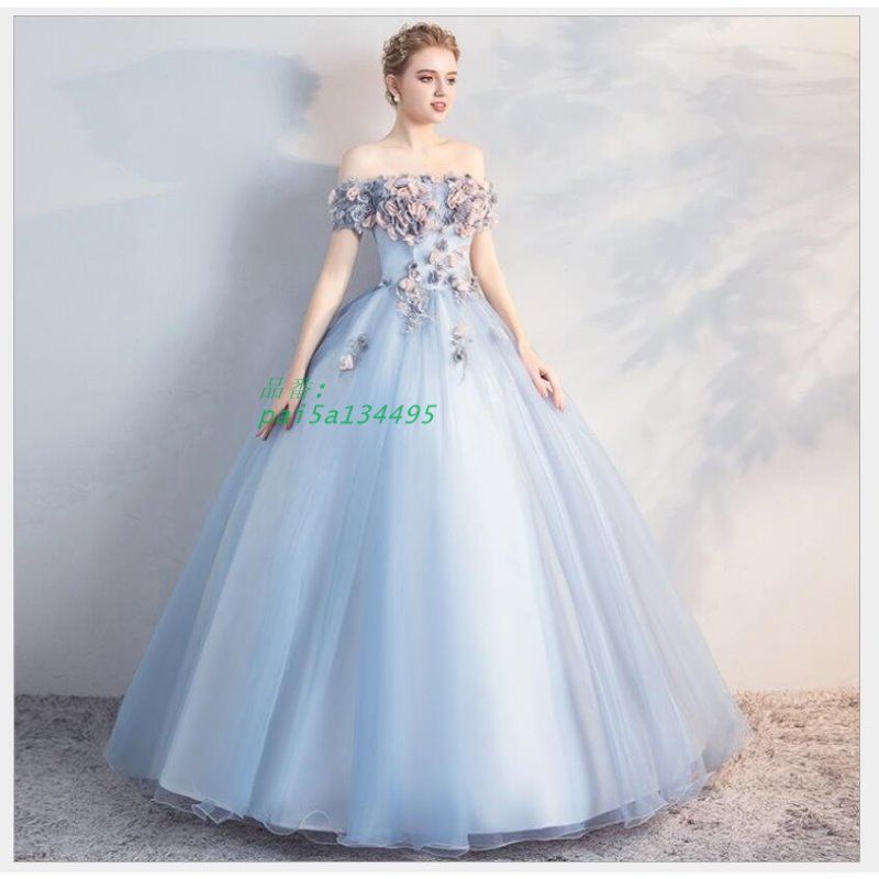 カラードレス パーディードレス ロングドレス オフショルダー 二次会 Aラインワンピ 花嫁 演奏会 披露宴 ブライダルドレス結婚式 pai5a134495