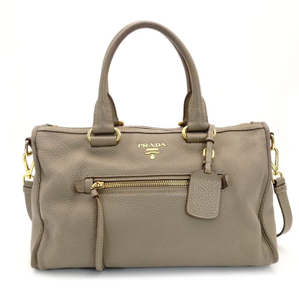 プラダ PRADA ヴィッテロダイノ ハンドバッグ 2way ベージュ レザー クロスボディゴールド金具 7-10-280