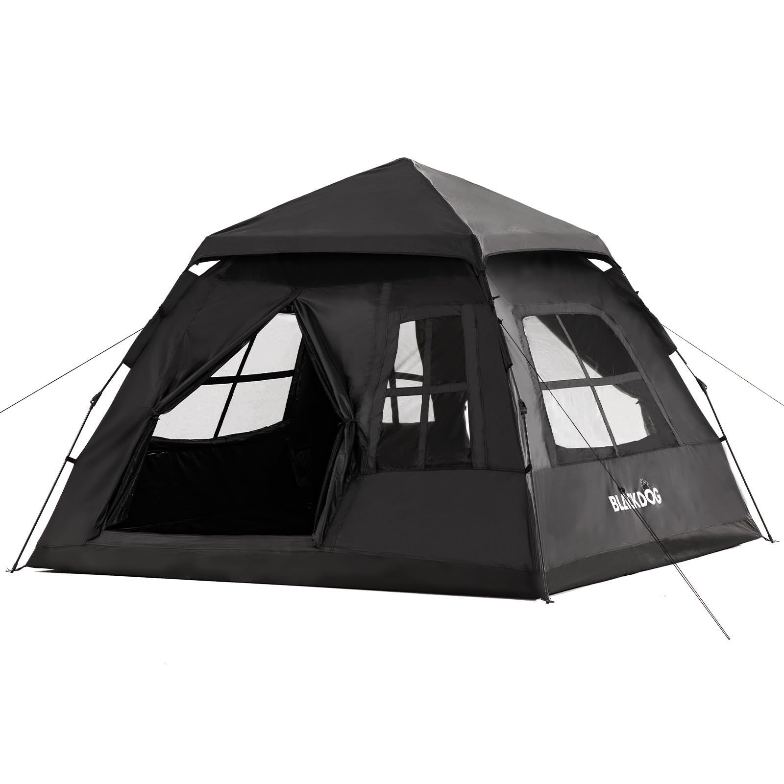 商品 テント ワンタッチ 幽居 3～4人用 BU|PU素材 公式 BLACKDOG アウトドアキャンプ 設営簡単 uvカット 自立式 2重層 耐水圧 3000mm 防風 防水 防虫対策 メッシュ窓付き 通気性に優れ お花見 防災用