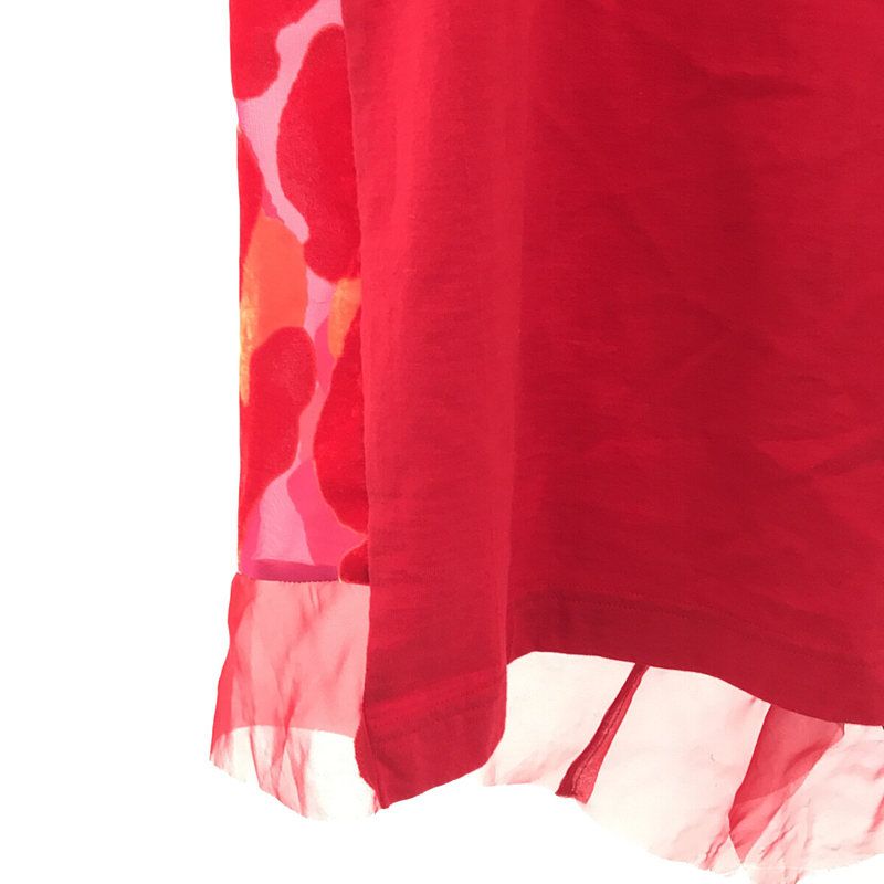 【美品】  sacai / サカイ | 2022SS | バックレース レオパード柄 切替 Tシャツ | 2 | レッド | レディース 美品】 sacai / サカイ | 2022SS | バックレース レオパード柄 切替 T