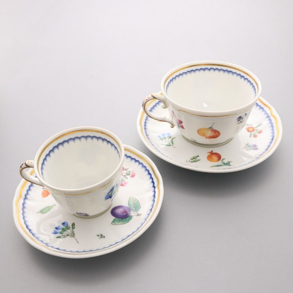 美品:リチャードジノリ イタリアンフルーツ ティーカップ&ソーサー 2客