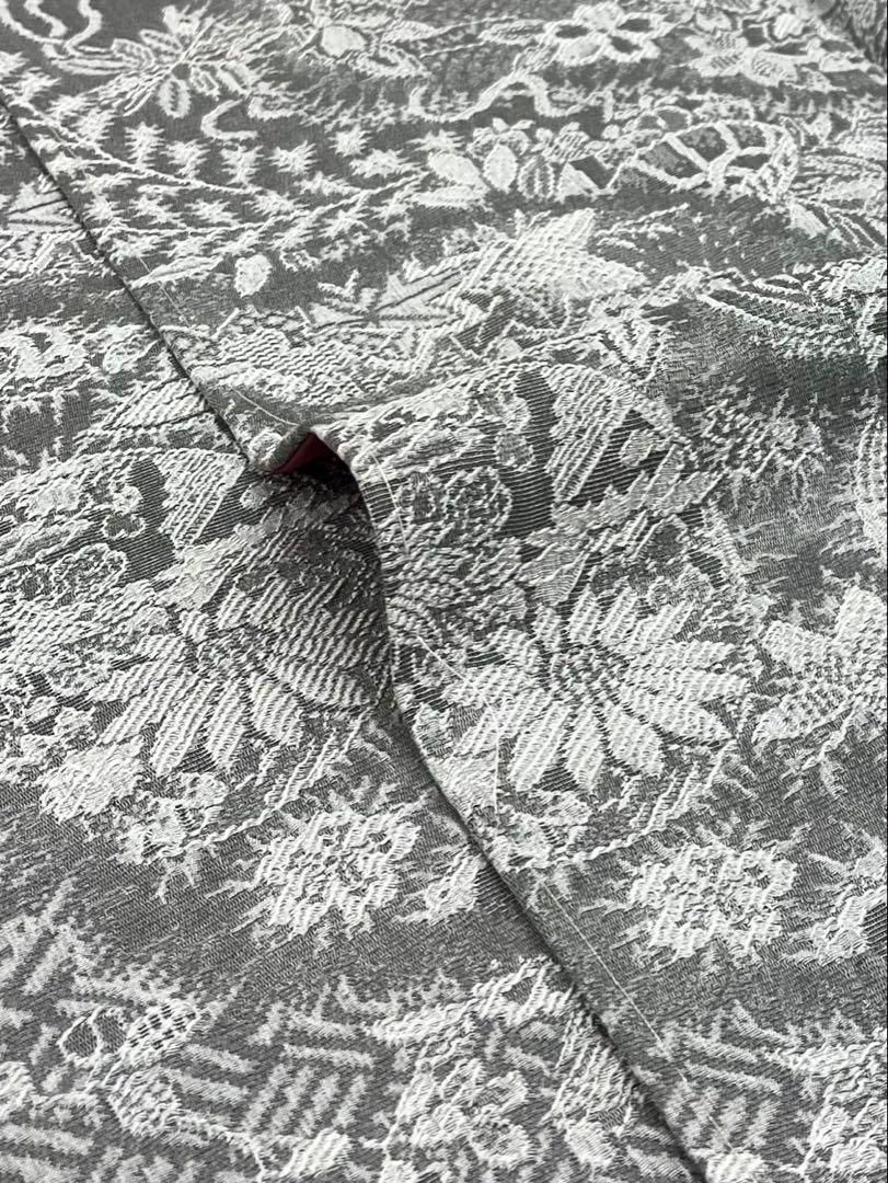 染織美術品 ふくれ織 小紋 無地 薬墨 紋意匠 正絹 躾糸付き USTAUSTRALIA_COM_AU