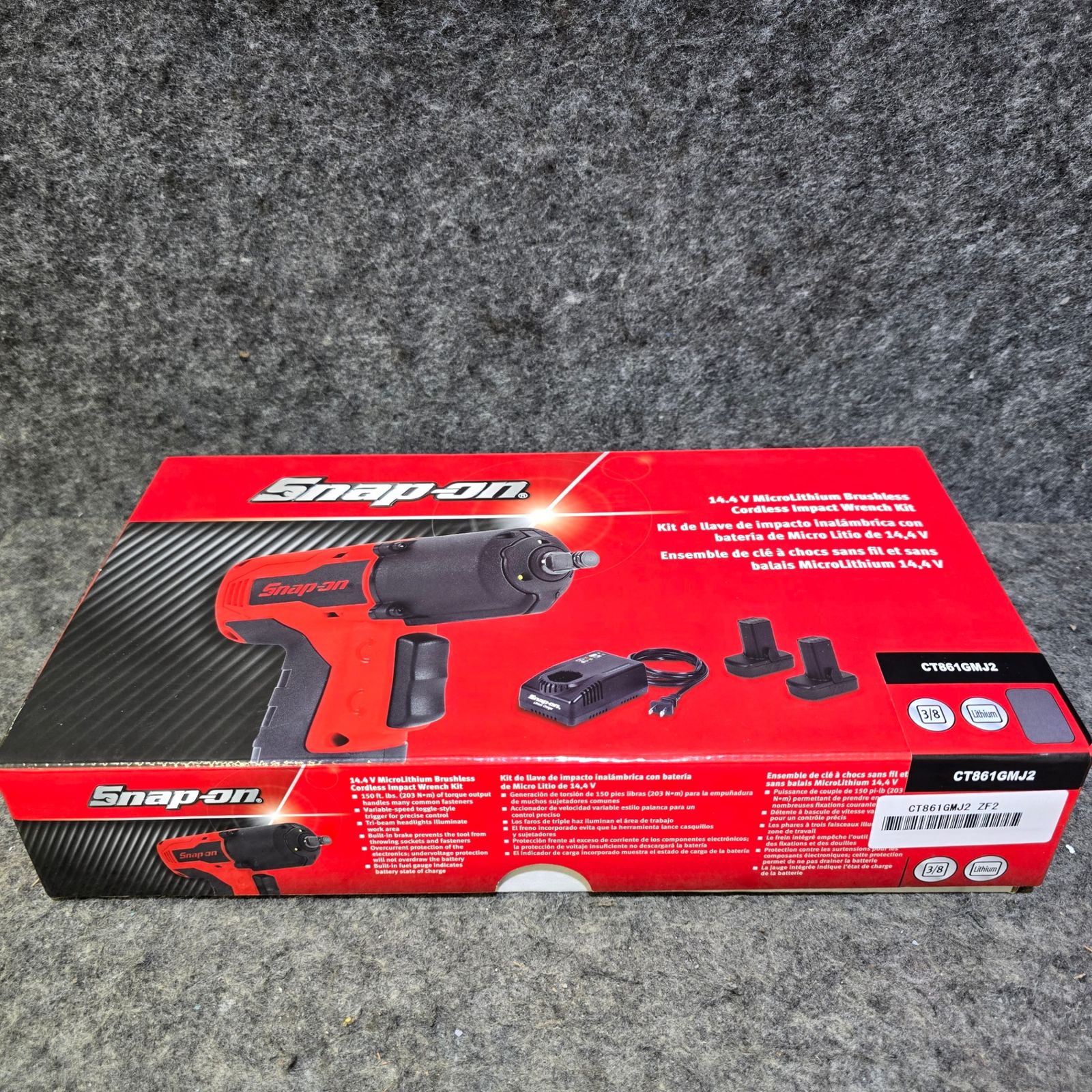 ♥品 スナップオン Snap-on 充電式インパクトレンチ CT861GMJ2 3|8sq 充電器＋バッテリ2個 元箱あり ガンメタ 桶川店