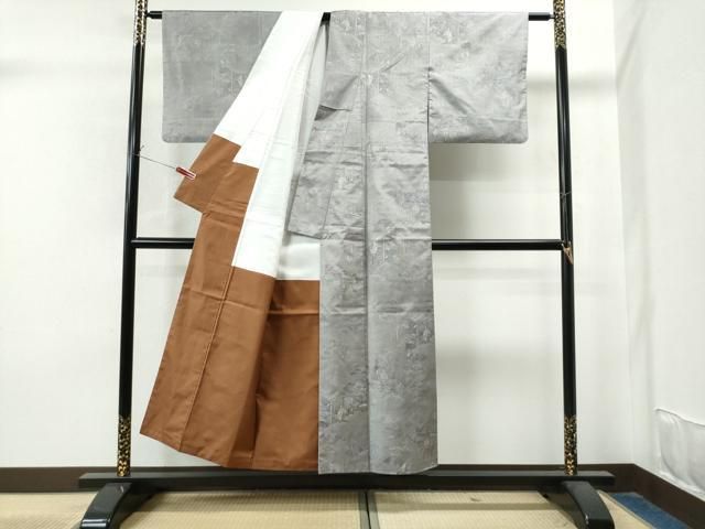 平和屋着物●本場大島紬　白大島　雲取り平安人物文　正絹　逸品　CAAU1708yc 平和屋着物○本場大島紬 白大島 雲取り平安人物文 正絹 逸品