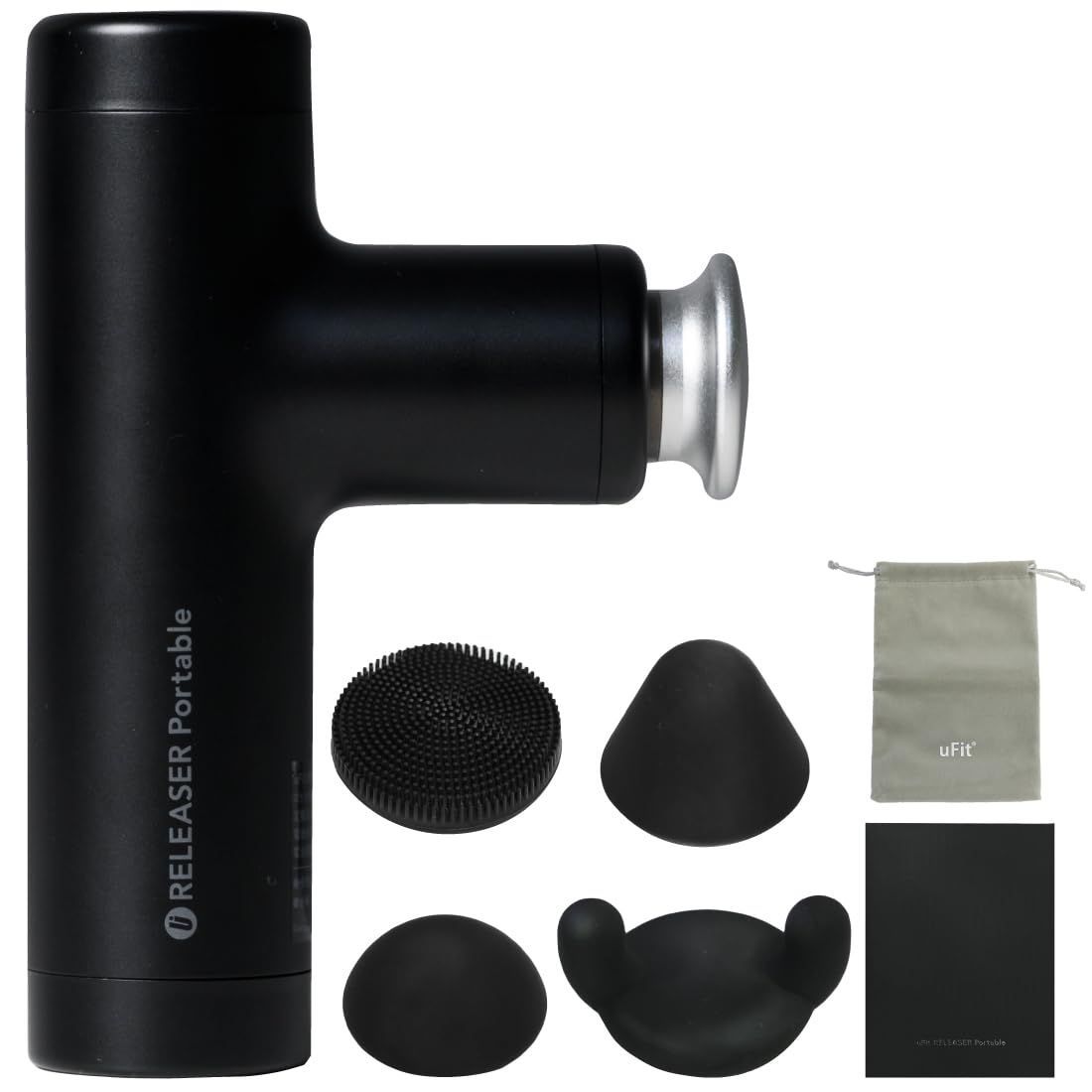 uFit RELEASER Portable 筋膜リリースガン ミニ 235g 軽量 水谷隼 オードリー 春日 愛用 振動レベル 5段階 8mm 振幅 強力 静音 顔 使い方動画 ブラック プレゼント