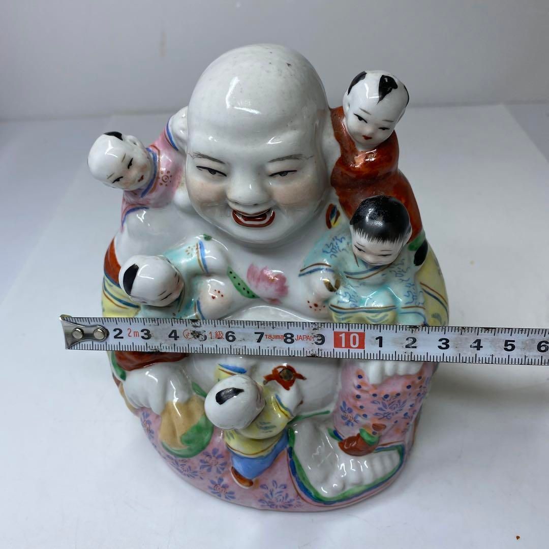 中国美術 粉彩布袋座像 高さ16㎝ 最高 東な6-0929①