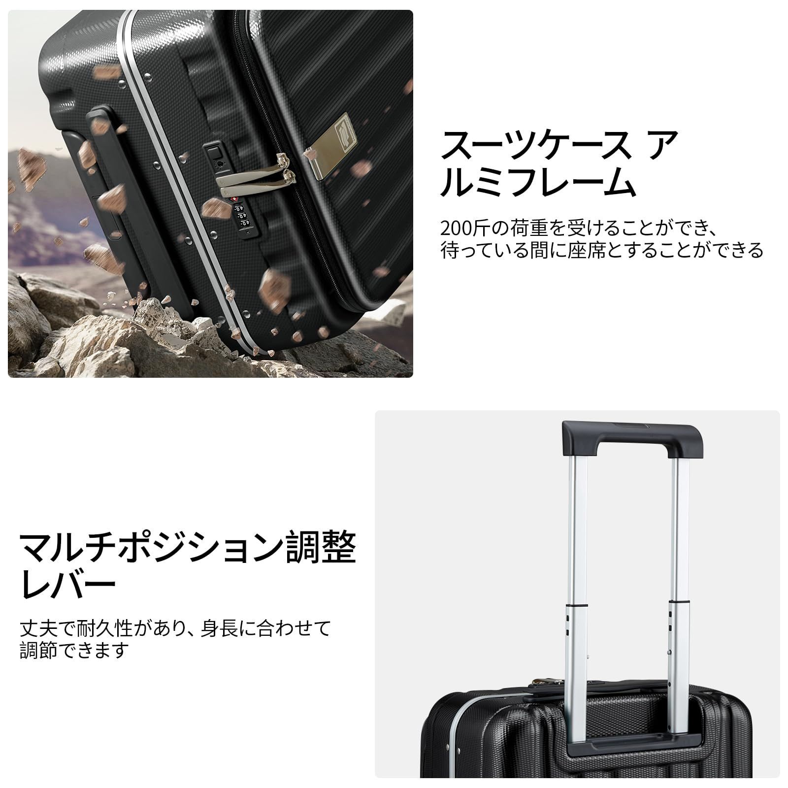 とにかく安い！ Lサイズ 大容量 アルミ PC 素材 耐衝撃 軽量 キャリーケース 大型 90リットル スーツケース アルミ 片面開き スーツケース ハード 静音キャスター キャリーケース 26インチ キャリーバッグ 海外 Hanke 旅行 ビジネス