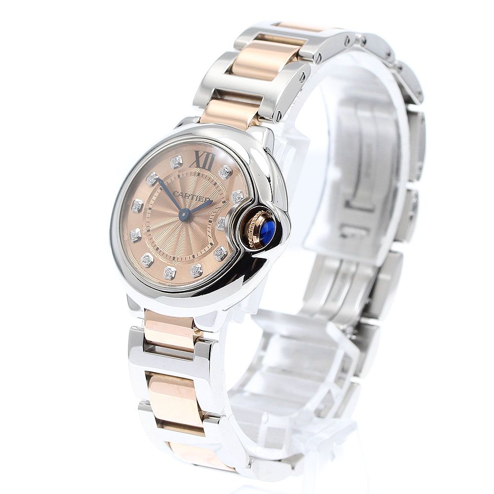 カルティエ CARTIER WE902052 バロンブルーSM K18PGコンビ 11Pダイヤ  