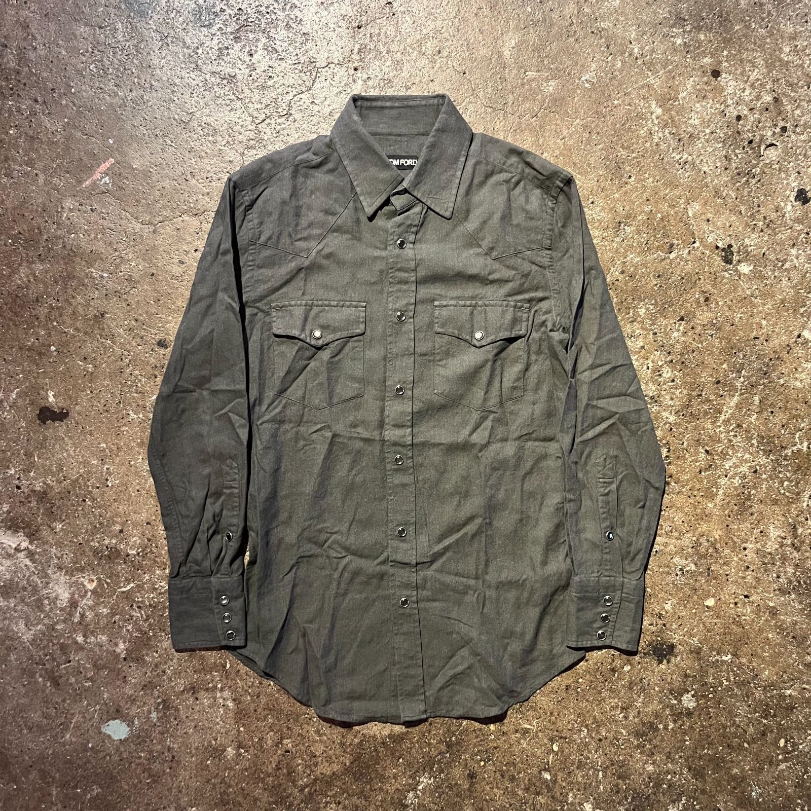 TOM FORD ウエスタンシャツ コットン グレー トムフォード 38 - メルカリ